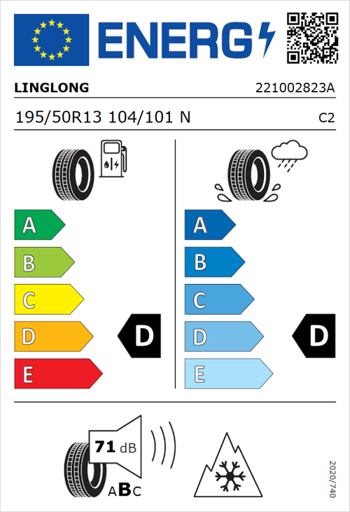 Tyre Label for Linglong R701 195/50R13 104/101N