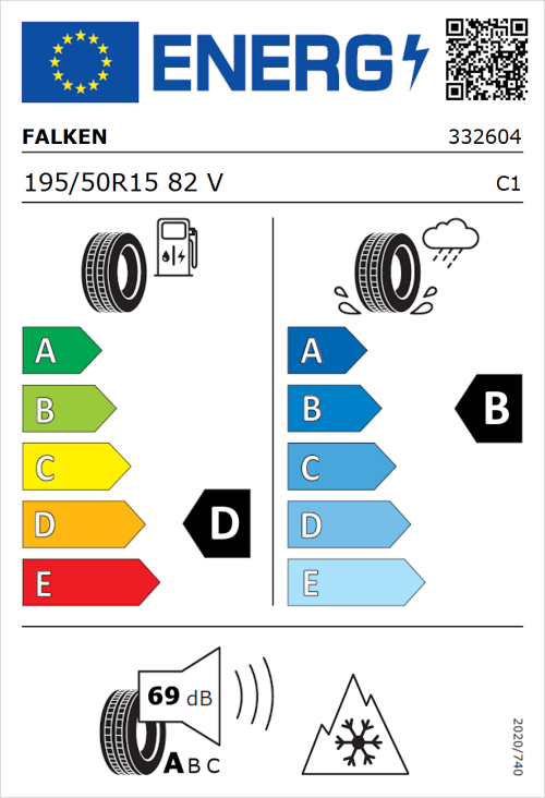 Tyre Label for Falken Euroall Season AS210 195/50R15 82V