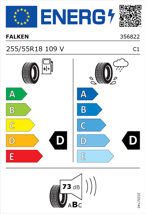 Tyre Label for Falken Wildpeak A/T Trail 255/55R18 109V