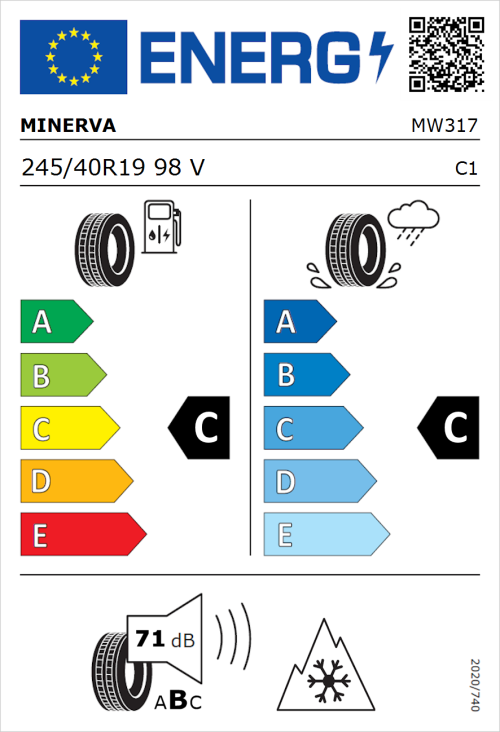 Tyre Label for Minerva S210 245/40R19 98V