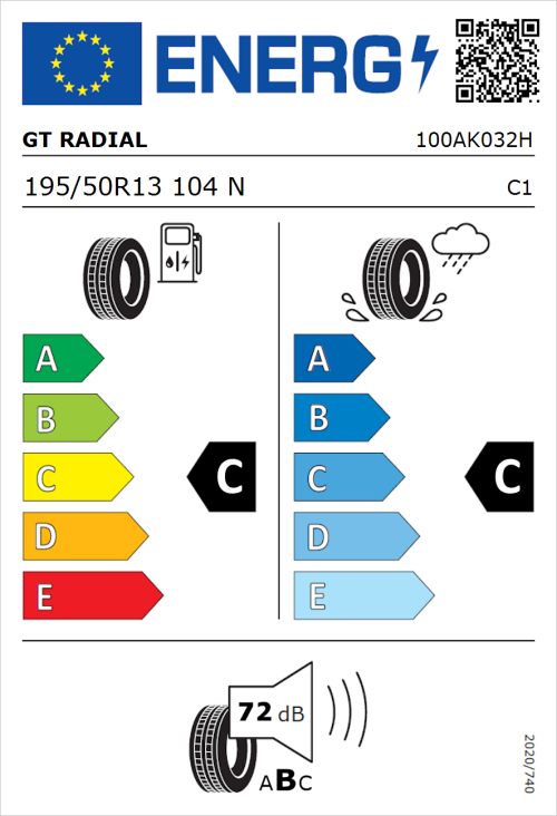 Tyre Label for GT Radial KARGOMAX ST-6000 195/50R13 104N